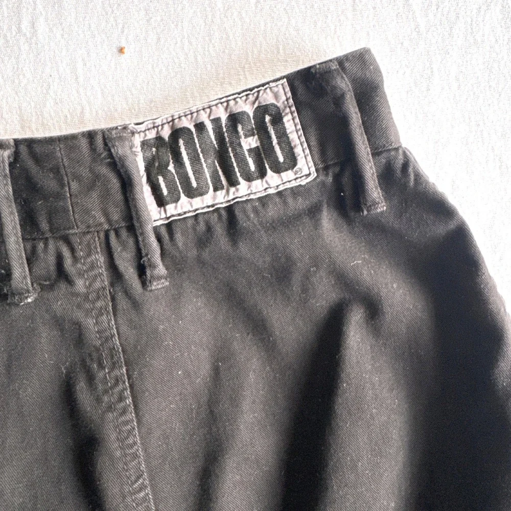 Vintage‎ Bongo Gene Montesano Black Denim Mini Skirt Y2K 90s Statement Belt